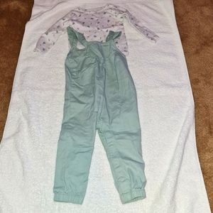 Baby girls overalls and matching shirt